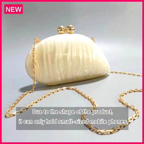 Acrylic Shell Clutch Evening Bag with Chain for Wedding Party Prom